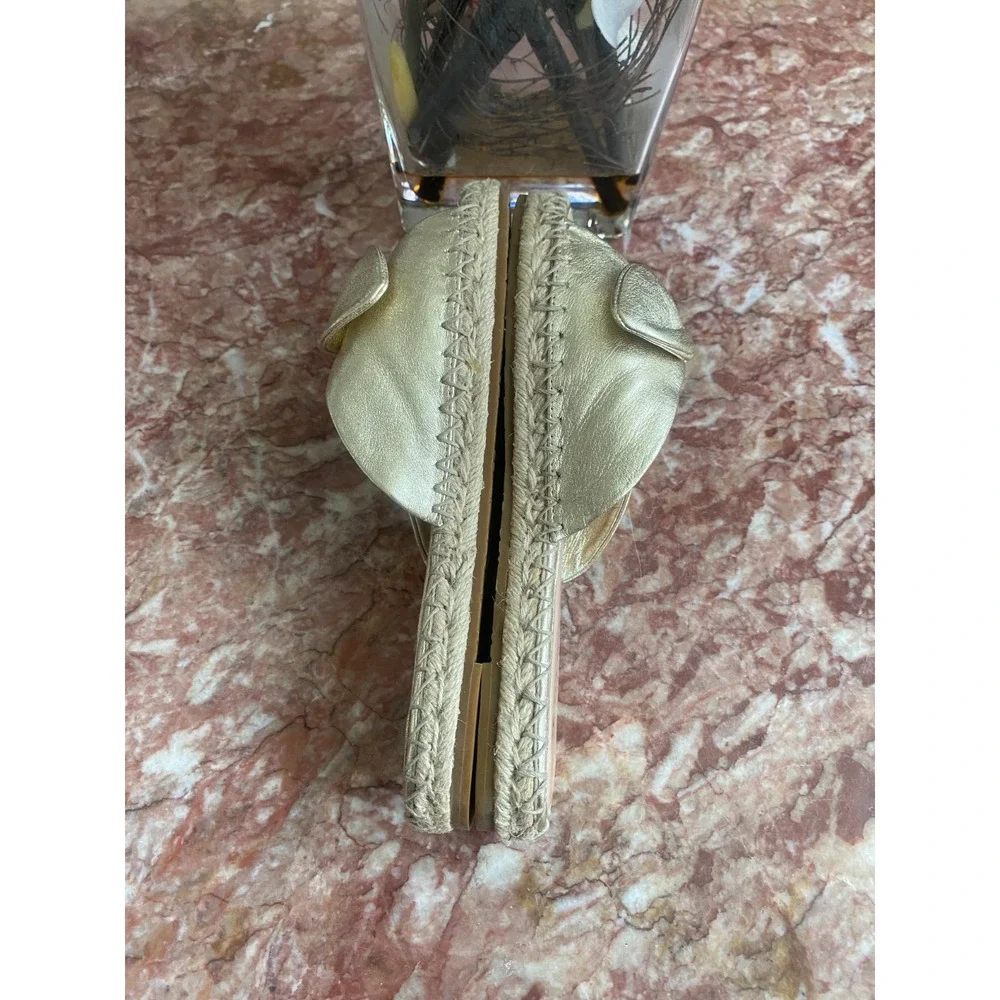 New Kate Spade Saltie Shore Gold Leather Flat Espadrille Sandal Size 6.5B, $128